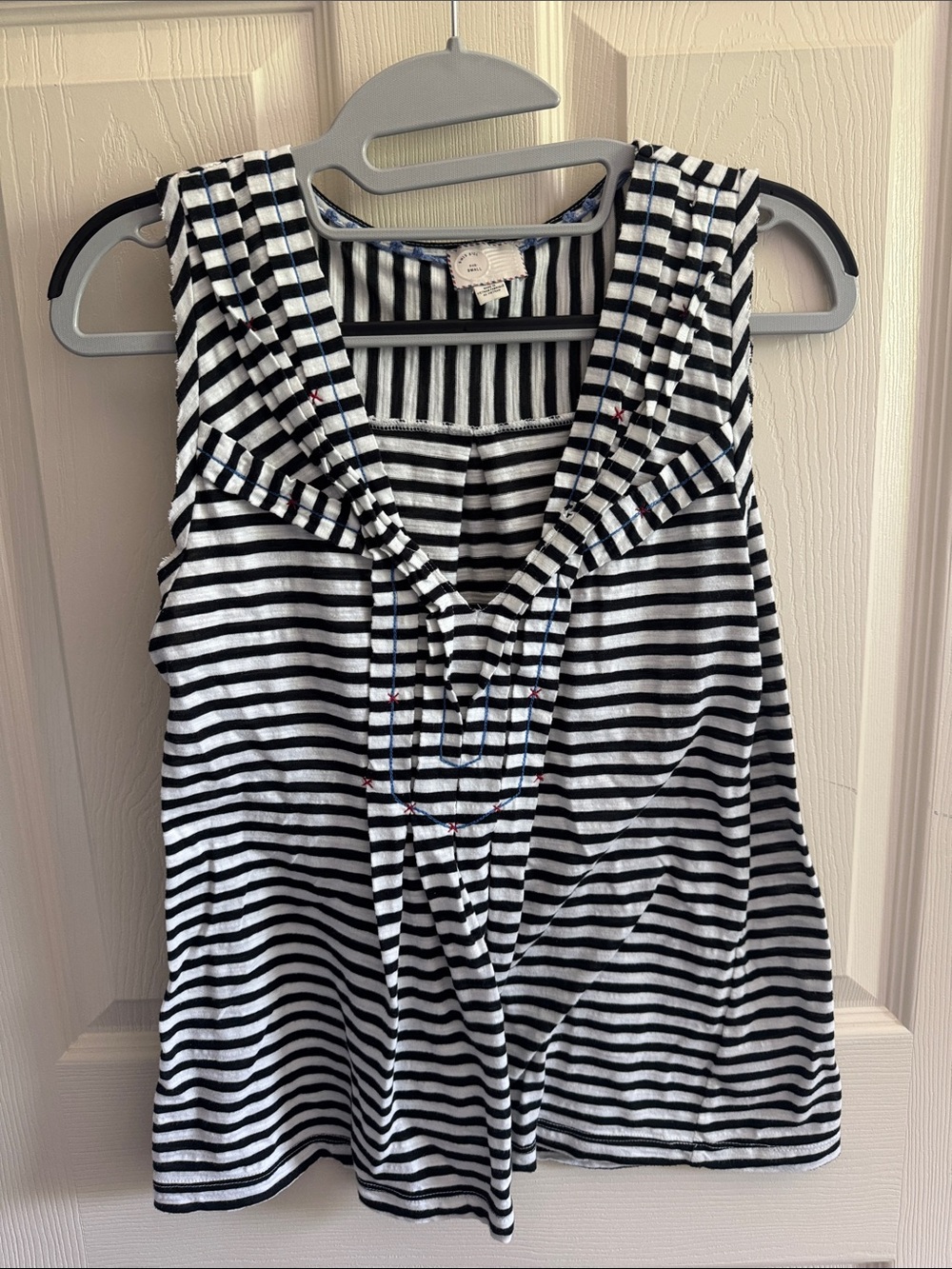 Anthropologie Black & White Striped Sleeveless Scoop Top